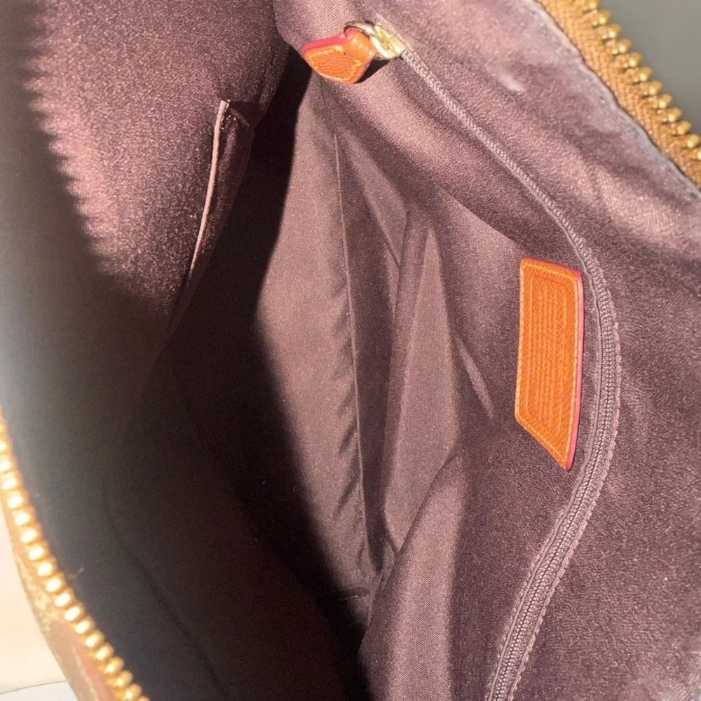 Coach Tan and Brown Signature Shoulder Bag